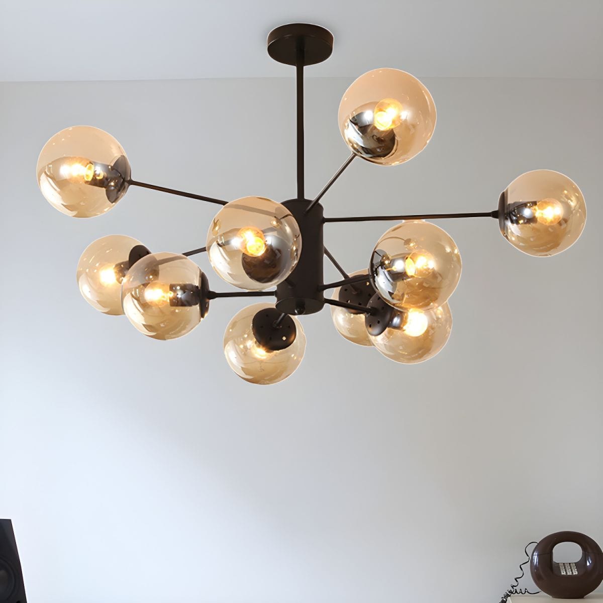 Elegant Chandelier with Glass Ball Accents Brown / 10 lights Norenza