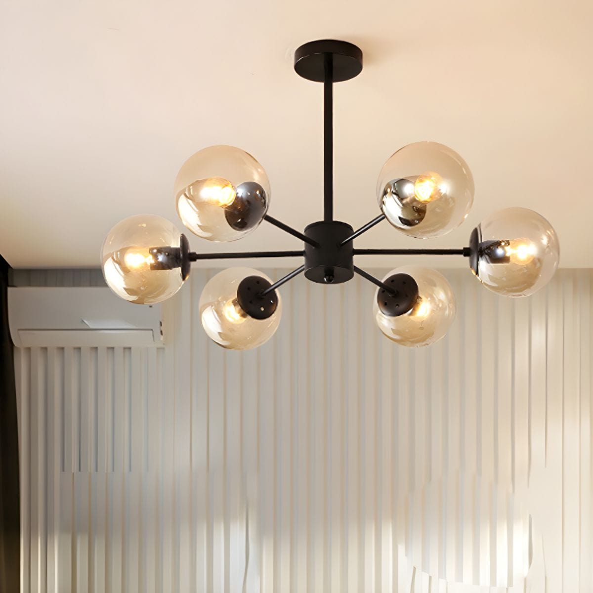 Elegant Chandelier with Glass Ball Accents Brown / 6 lights Norenza