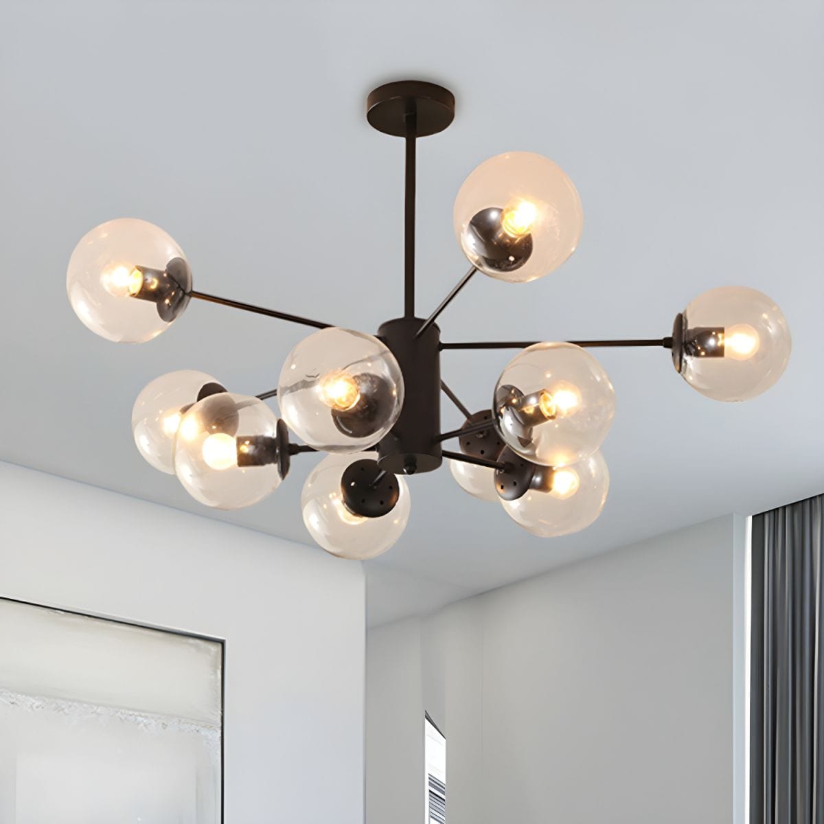 Elegant Chandelier with Glass Ball Accents Clear / 10 lights Norenza