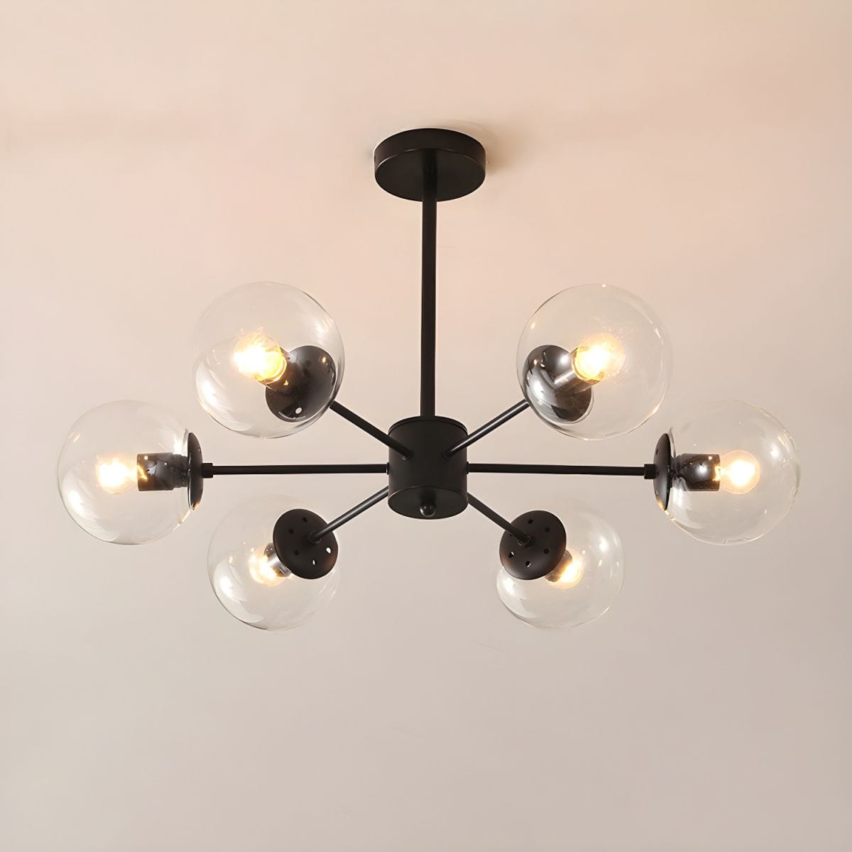 Elegant Chandelier with Glass Ball Accents Clear / 6 lights Norenza