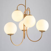 Elegant Chandelier with Golden Branches and Glass Globe Norenza