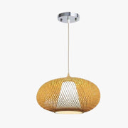 Elegant Handwoven Wicker Pendant Light with Natural Warm Glow Norenza