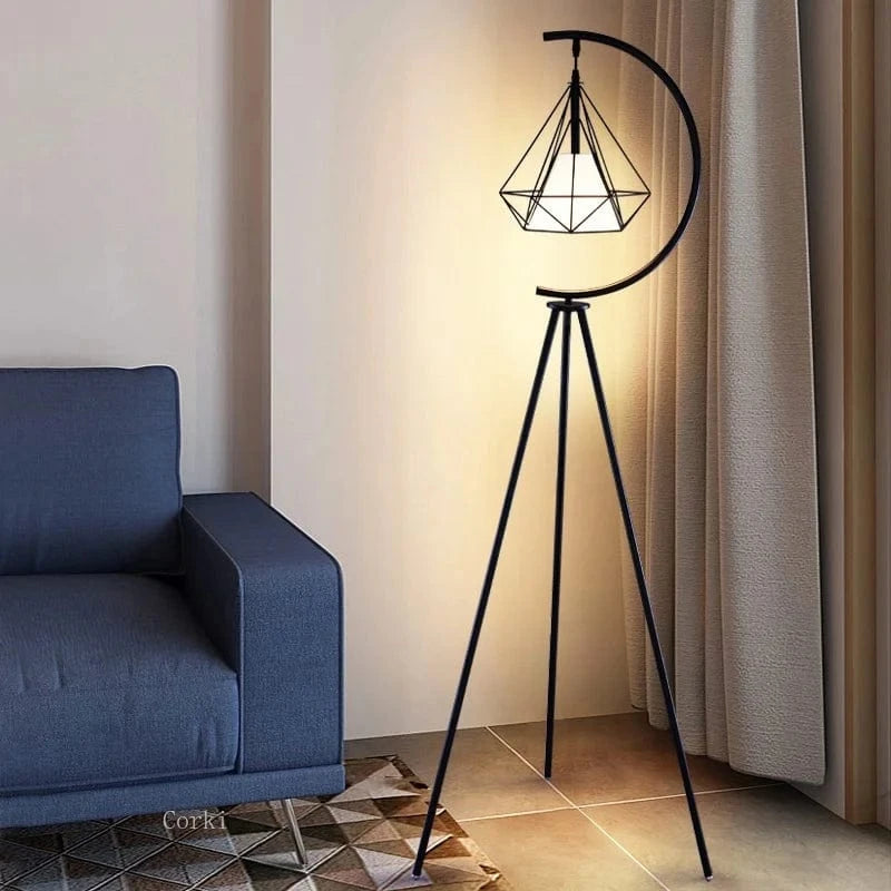 Elegant Nordic Design Modern LED Floor Lamp in Wrought Iron Black Norenza