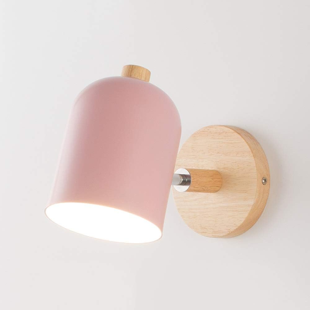 Elegant Nordic Wooden Wall Sconce for Reading Light Pink Norenza