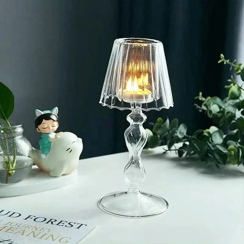European Style Glass Desk Lamp - Creative Candle Holder for Weddings Clear Norenza