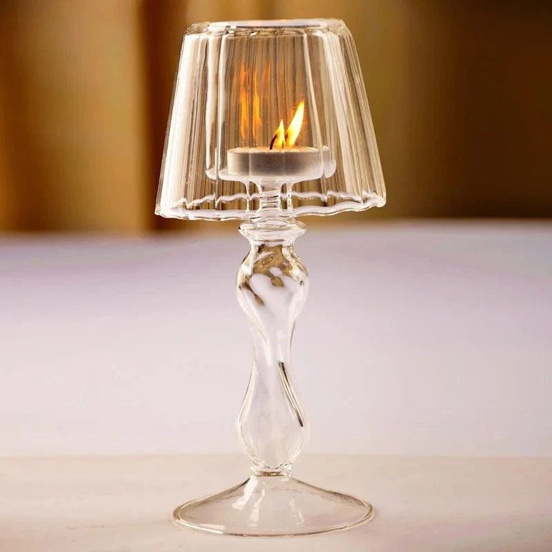 European Style Glass Desk Lamp - Creative Candle Holder for Weddings Norenza