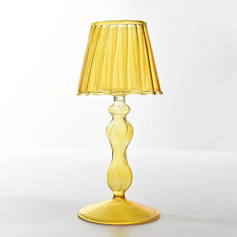 European Style Glass Desk Lamp - Creative Candle Holder for Weddings Yellow Norenza