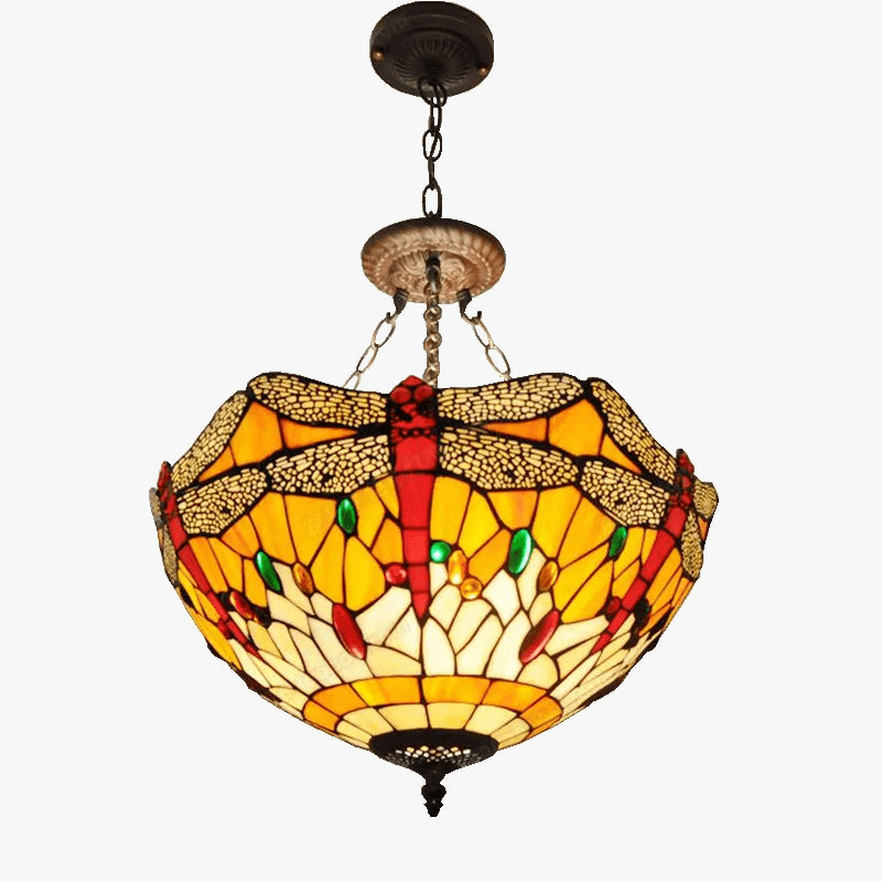 European Style Tiffany Glass Dragonfly Nightstand Lamp Norenza