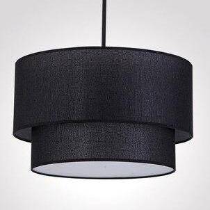 Fabric Cylindrical LED Pendant Light Fixture Black Norenza