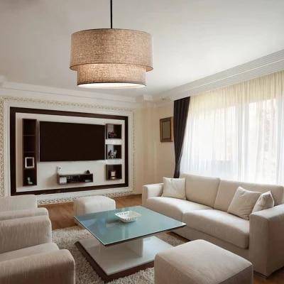 Fabric Cylindrical LED Pendant Light Fixture Norenza