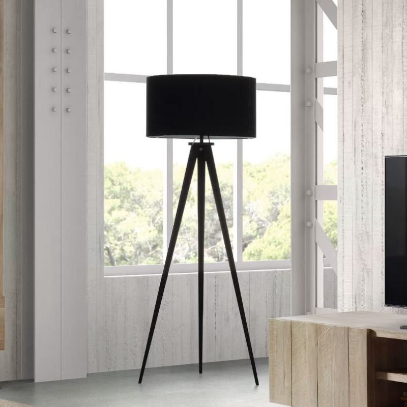 Luxury Design Floor Lamp with Triple Legs and Black Fabric Shade