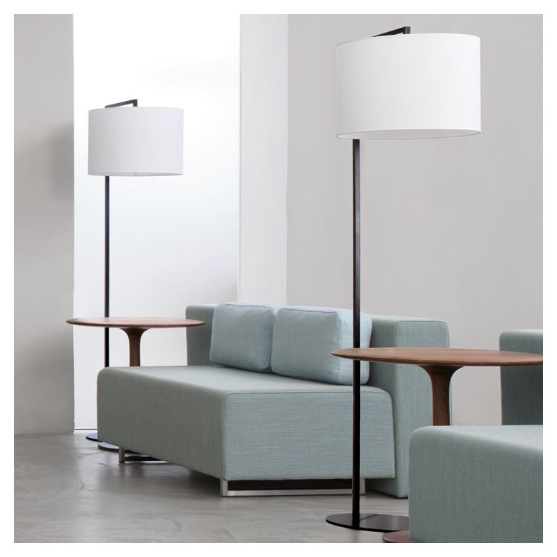 Modern Floor Lamp with Round Fabric Shade - Atmosphere