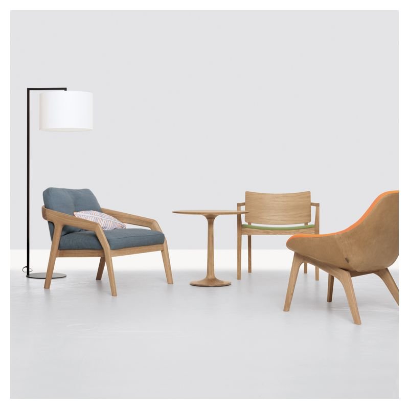 Modern Floor Lamp with Round Fabric Shade - Atmosphere