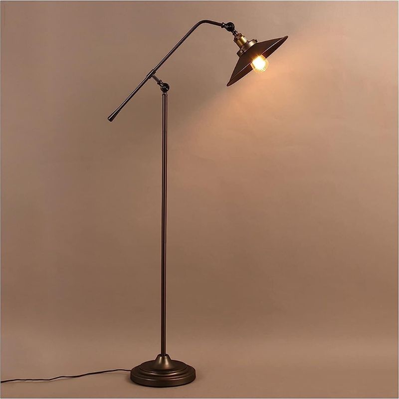 Vintage Industrial Retro Long Arm Wrought Iron Floor Lamp
