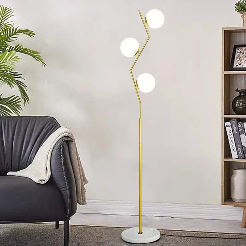 Modern Nordic LED Floor Lamp in Iron and Glass for Home Decor
