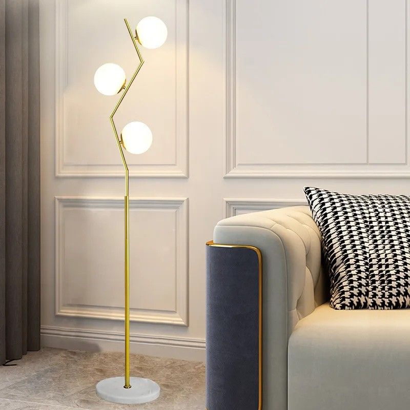 Modern Nordic LED Floor Lamp in Iron and Glass for Home Decor