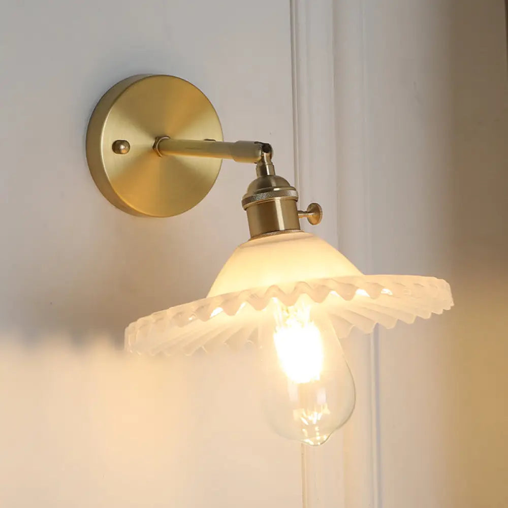 Gold LED Wall Sconce with Glass Shade