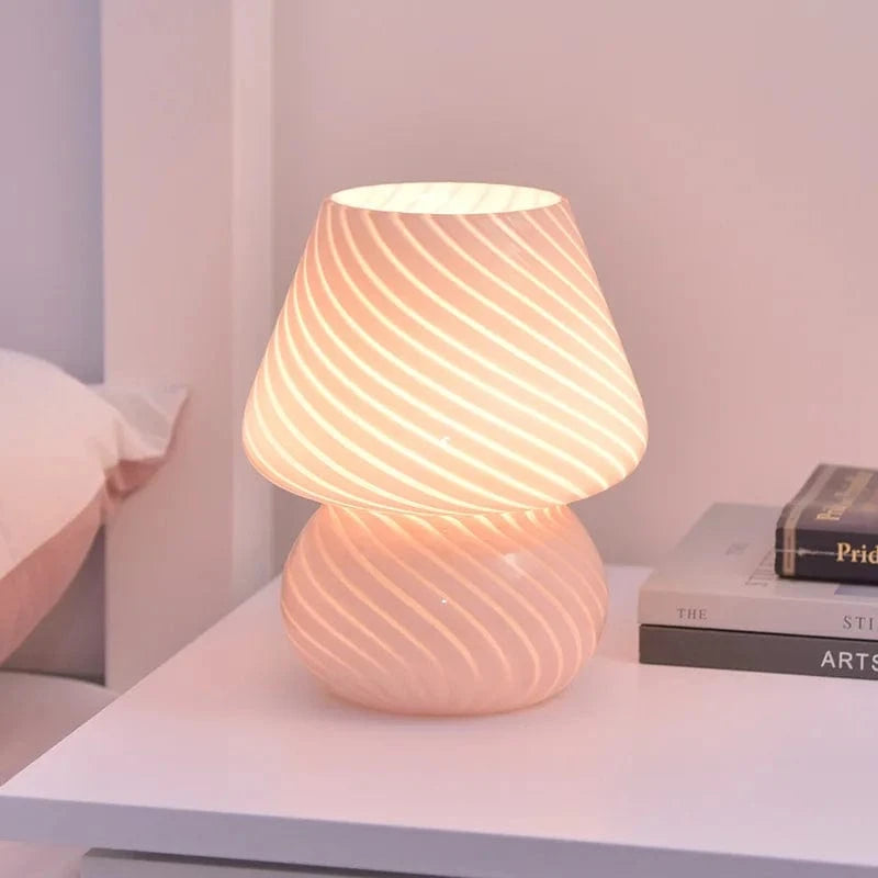 Glass LED Desk Lamp Pink Norenza