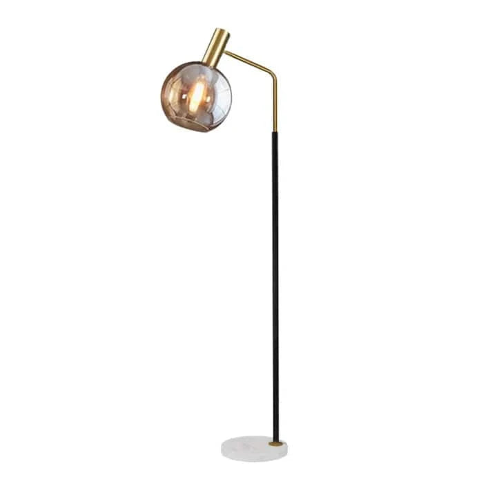 Gold and Black Metal and Glass Floor Lamp for Indoor Use Black Norenza