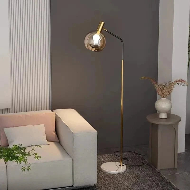 Gold and Black Metal and Glass Floor Lamp for Indoor Use Norenza