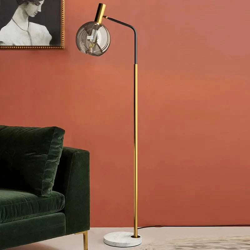 Gold and Black Metal and Glass Floor Lamp for Indoor Use Norenza