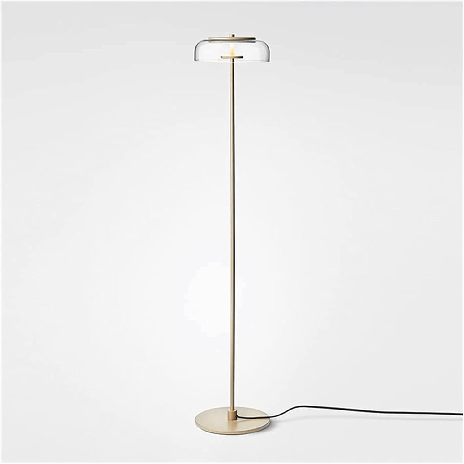 Gold Floor Lamp with Round Glass Shade Norenza