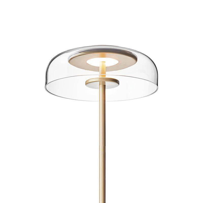 Gold Floor Lamp with Round Glass Shade Norenza