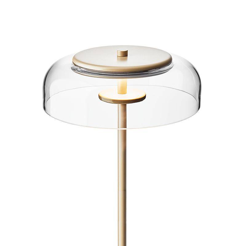Gold Floor Lamp with Round Glass Shade Norenza