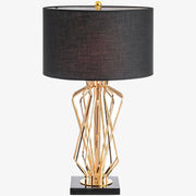 Gold Floor Table Lamp with Fabric Shade Black Norenza