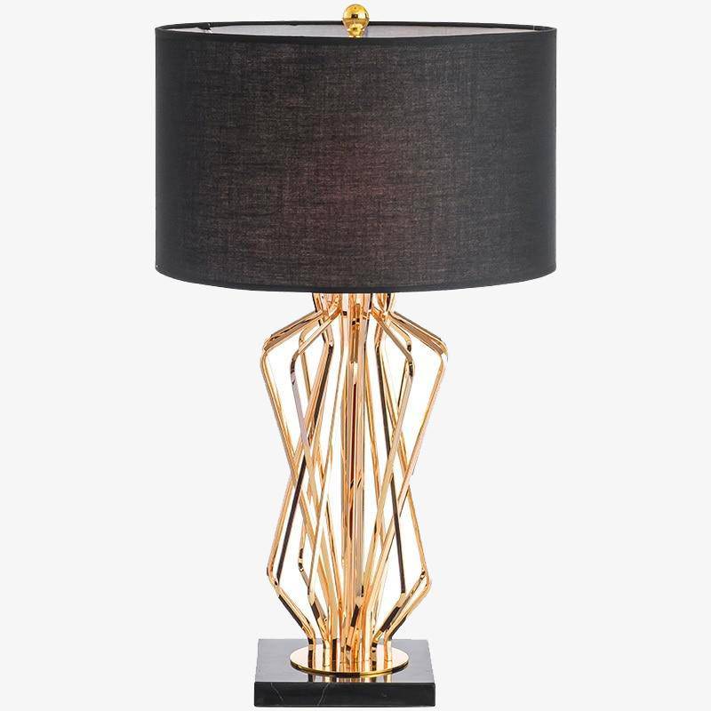 Gold Floor Table Lamp with Fabric Shade Black Norenza