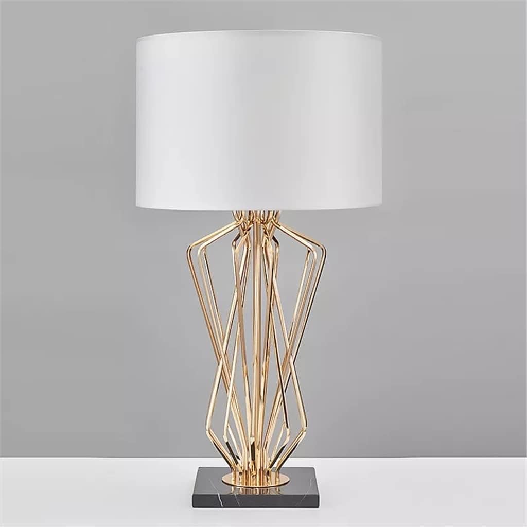Gold Floor Table Lamp with Fabric Shade White Norenza
