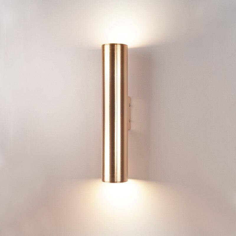 Gold LED Cylindrical Tube Wall Sconce 20" (50 cm) Norenza