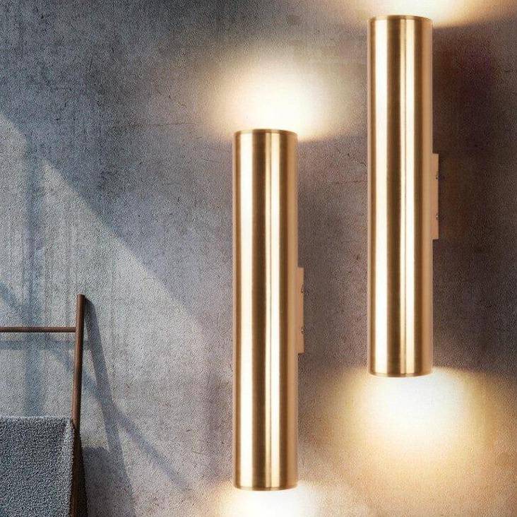Gold LED Cylindrical Tube Wall Sconce Norenza