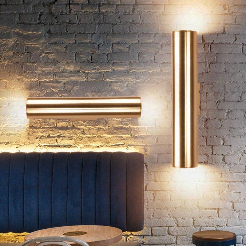 Gold LED Cylindrical Tube Wall Sconce Norenza