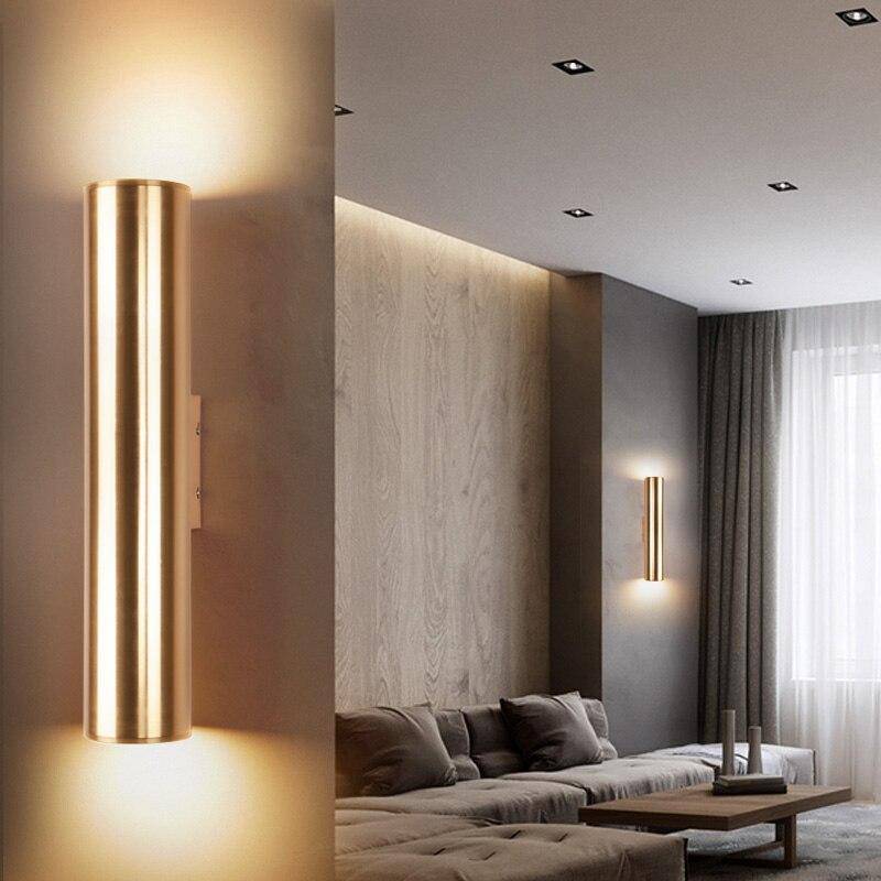Gold LED Cylindrical Tube Wall Sconce Norenza