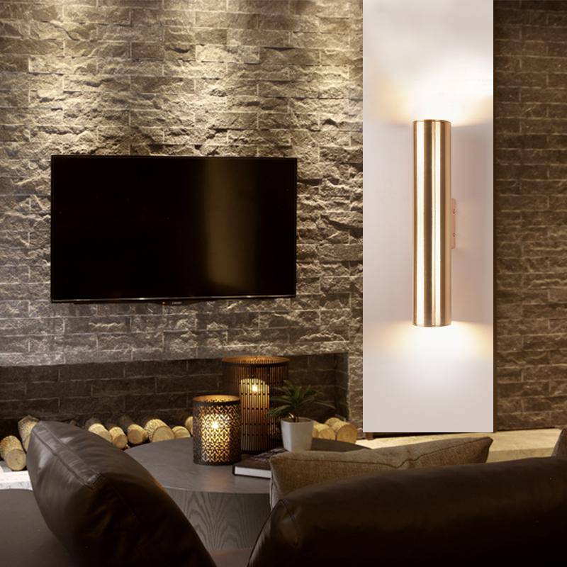 Gold LED Cylindrical Tube Wall Sconce Norenza