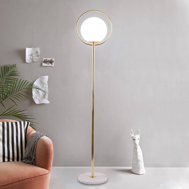 Gold LED Floor Lamp with Glass Ball Shade Norenza