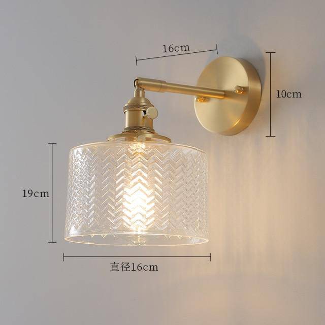 Gold LED Wall Sconce with Retro Glass Shade Norenza