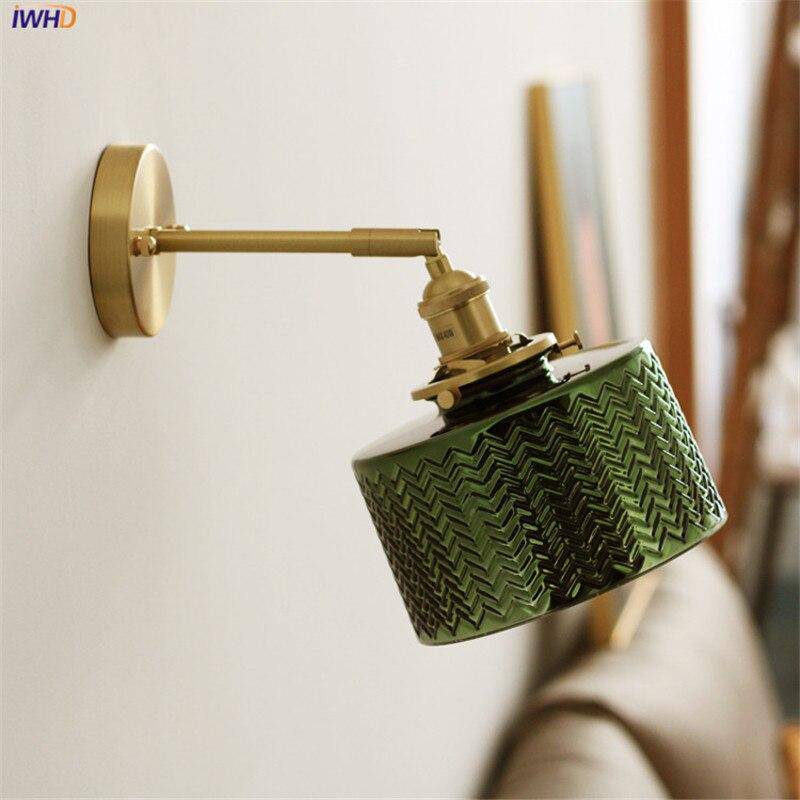 Gold LED Wall Sconce with Retro Glass Shade Norenza