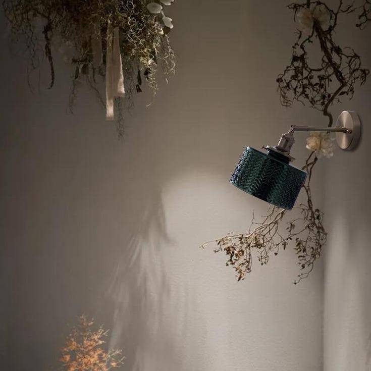 Gold LED Wall Sconce with Retro Glass Shade Norenza