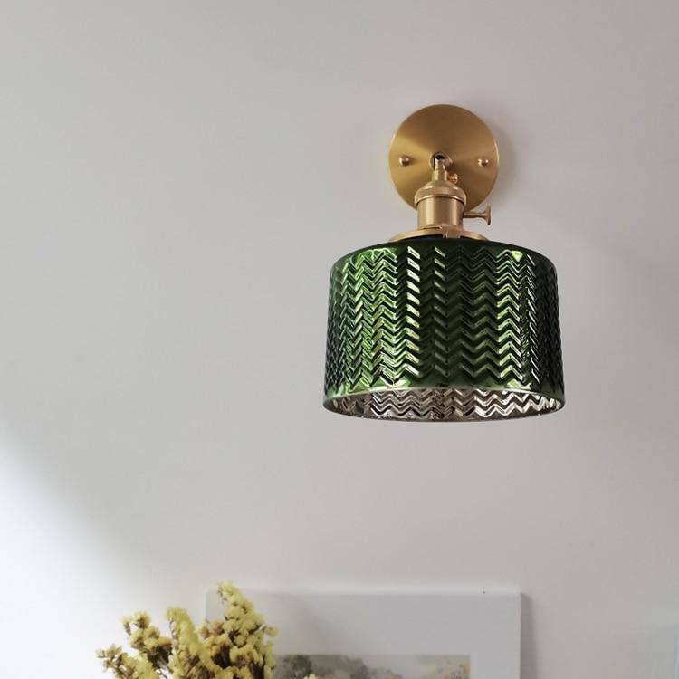 Gold LED Wall Sconce with Retro Glass Shade Norenza