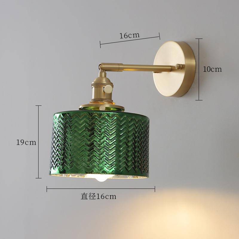 Gold LED Wall Sconce with Retro Glass Shade Norenza