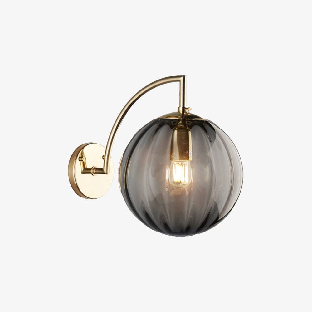 Gold LED Wall Sconce with Smoke Glass Ball Norenza