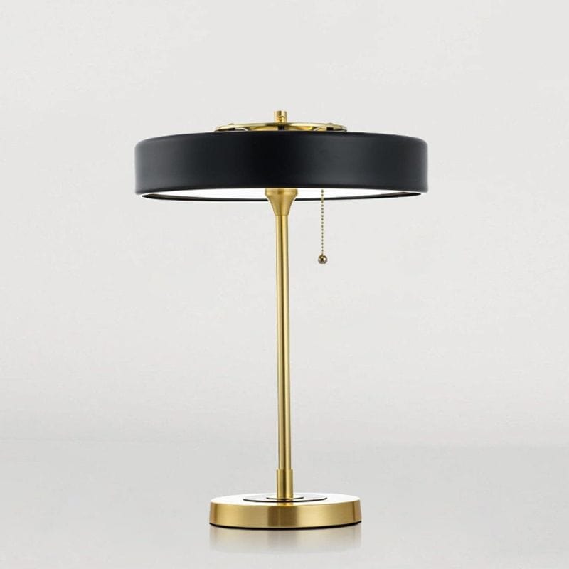 Gold Table Lamp with Black Metal Cylindrical Shade Black Norenza