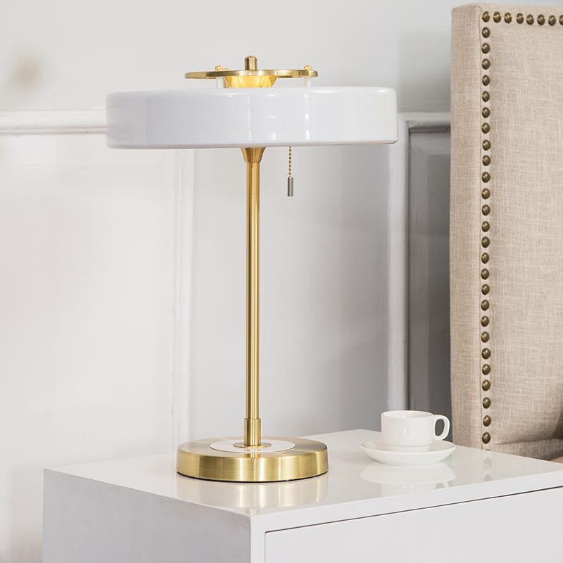 Gold Table Lamp with Black Metal Cylindrical Shade Norenza