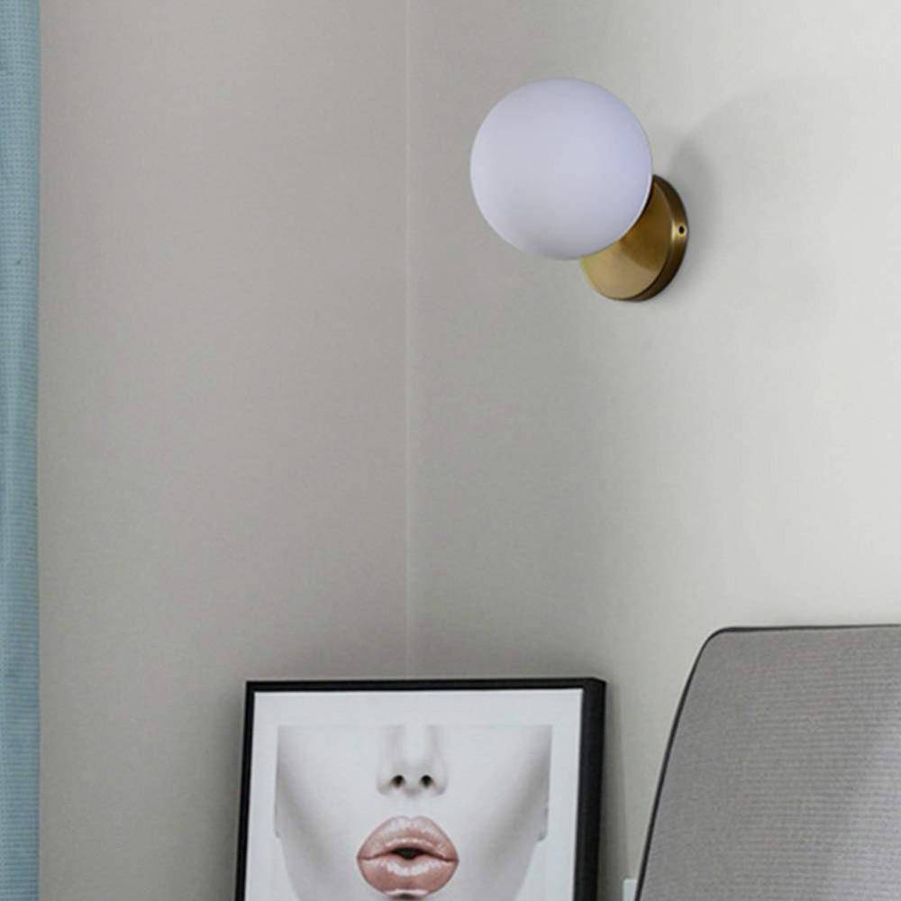 Gold Wall Sconce with Frosted Glass Ball Norenza
