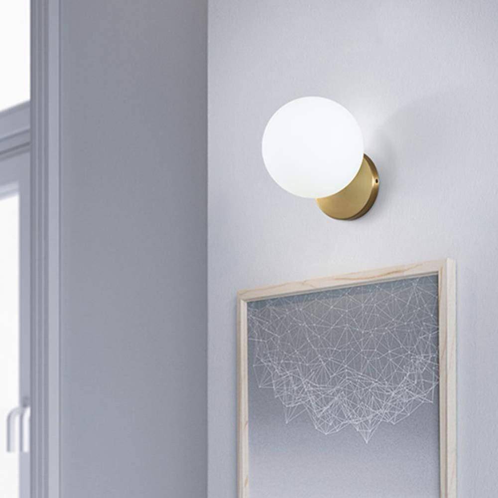 Gold Wall Sconce with Frosted Glass Ball Norenza