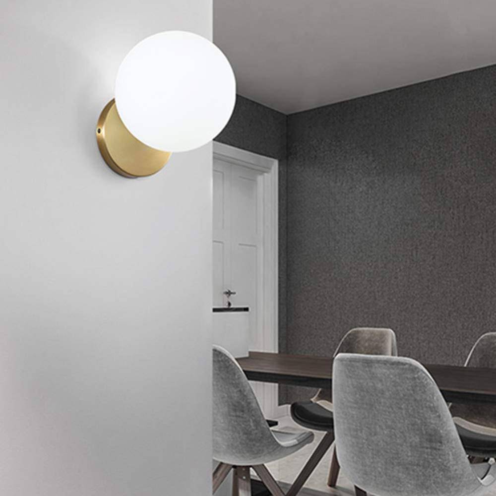 Gold Wall Sconce with Frosted Glass Ball Norenza