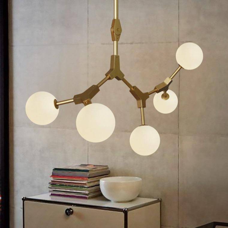 Golden Metal LED Pendant Light with Glass Balls for Loft Norenza