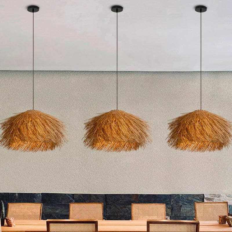 Handmade Woven Rattan Japanese Wabi Sabi LED Chandelier Pendant Light for Home, Restaurant & Bar Norenza